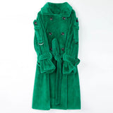 Long Warm Fluffy Faux Fur Trench Coat