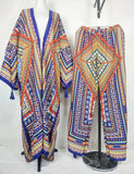 Two Piece African Set - Kaftan Pant + Long Kimono