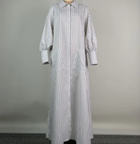 Buttoned Split-Side Cotton Maxi Shirt Dress