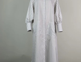 Buttoned Split-Side Cotton Maxi Shirt Dress
