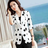 Polka Dot Notched Collar Blazer