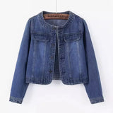 Quarter sleeved O-neck Denim Jacket
