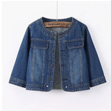 Quarter sleeved O-neck Denim Jacket
