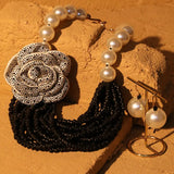 Pearl Necklace with Rose Pendant