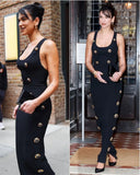 Black Bandage Dress with Metal Buttons