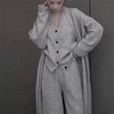 Three Piece Set - European British Style Long Sweater