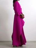 Elegant Fuchsia Tiered Pleated Maxi Dress