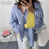 Stripe Contrast Color Patchwork Blouse