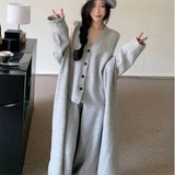 Three Piece Set - European British Style Long Sweater