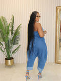 Off Shoulder Denim Jumpsuit