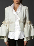Vintage Pearl Embroidered Flared Jacket