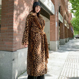 Leopard Print Faux Fox Fur Coat
