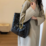 Puff Designed Shoulder Bag with Link Chain Strap