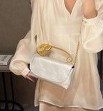 Safety Pin Leather Handbag with Shoulder Chain Strap