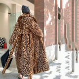 Leopard Print Faux Fox Fur Coat