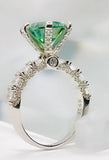 Sterling Silver Green Moissanite Cocktail Ring
