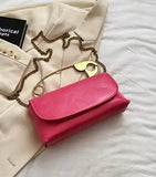 Safety Pin Leather Handbag with Shoulder Chain Strap