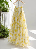 Yellow Floral Long Skirt