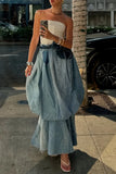 Plus Size Bubble Denim Skirt