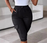 Capri Solid Cargo Pants |Casual & Functional Everyday Pants