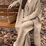 Three Piece Set - European British Style Long Sweater