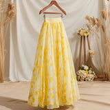 Yellow Chiffon Floral Long Dress