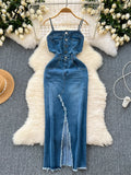 Vintage Denim Maxi Dress