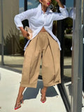 Wide-leg Khaki Pants