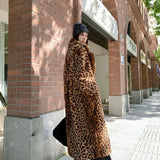 Leopard Print Faux Fox Fur Coat