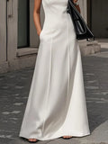 Elegant White Sleeveless A-Line Dress