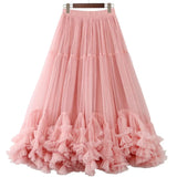Long Mesh Layered Tulle Skirt