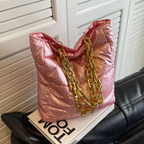 Puff Designed Shoulder Bag with Link Chain Strap
