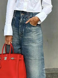 Distressed High Waist Wide Leg Jeans