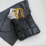 Puff Designed Shoulder Bag with Link Chain Strap