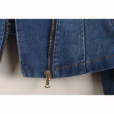 Denim Long Sleeve Convertible Notched Collar Jacket