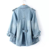 Double Breasted Denim Cape Coat