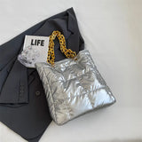 Puff Designed Shoulder Bag with Link Chain Strap