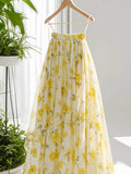 Yellow Floral Long Skirt