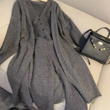 Three Piece Set - European British Style Long Sweater
