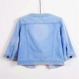 Quarter sleeved O-neck Denim Jacket