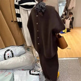 Two-Piece Set - Chic Knitted Sweater & Skirt Set