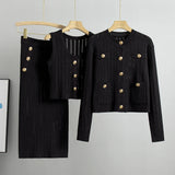 3-Piece Knitted Dress Set with Cardigan & Belt