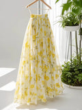 Yellow Floral Long Skirt
