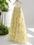 Yellow Floral Long Skirt