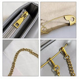 Safety Pin Leather Handbag with Shoulder Chain Strap
