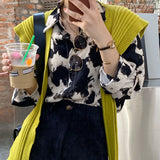 Cow Print Button Up Blouse