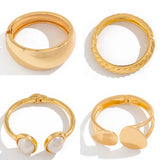 Chunky Gold Spring Bangles| Heavy Metal Bracelet Set