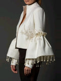 Vintage Pearl Embroidered Flared Jacket