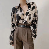 Cow Print Button Up Blouse