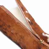 Handmade Studded Knee-High Platform Boots with Real Calf Hair